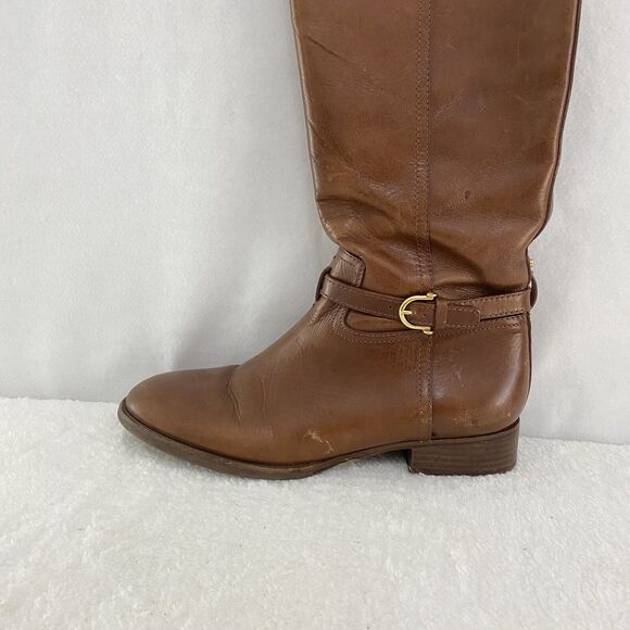 $495 TORY BURCH Nadine BROWN LEATHER Horse Bit Equestrian BOOTS Size 11 #5207 - Picture 5 of 16